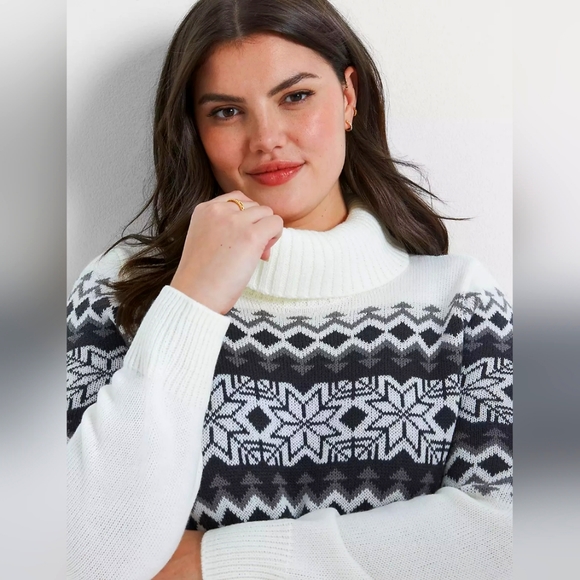 Cowl-Neck Fair Isle Sweater Dress - Picture 2 of 8